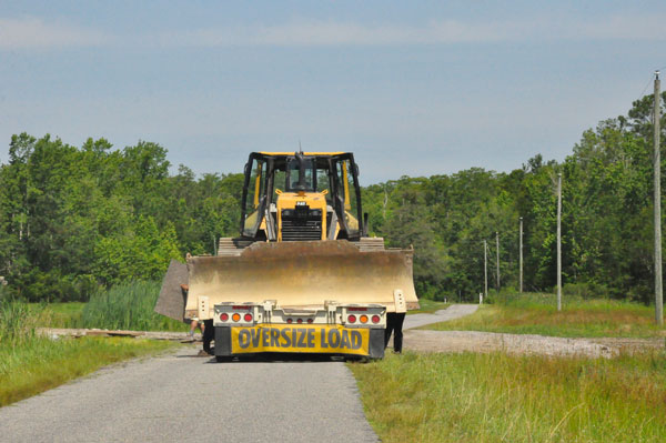 oversize load blocking the road